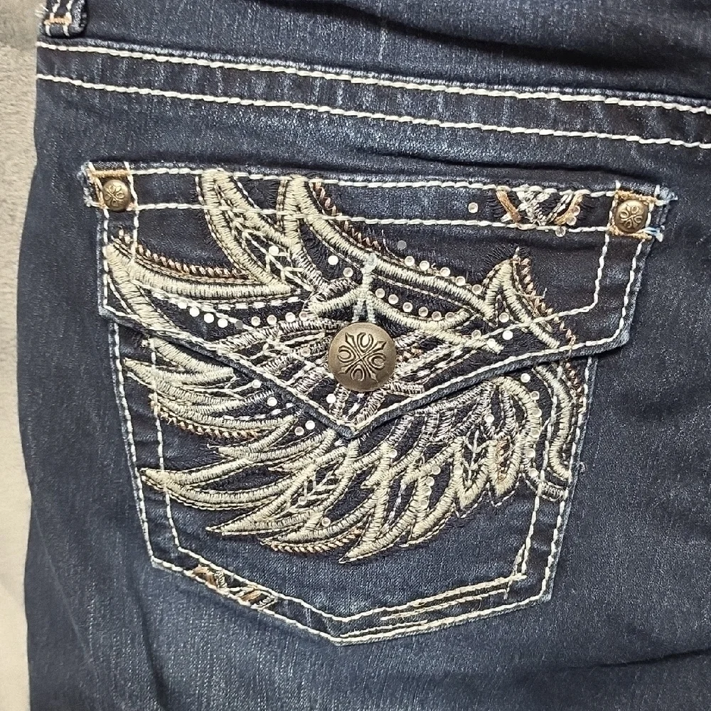 new directions Indigo Bootcut Jeans with White Stitching
